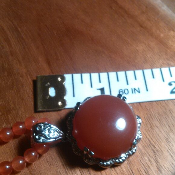Red Onyx and Red Quartzite Beaded Stainless Steel Necklace - Picture 6 of 11